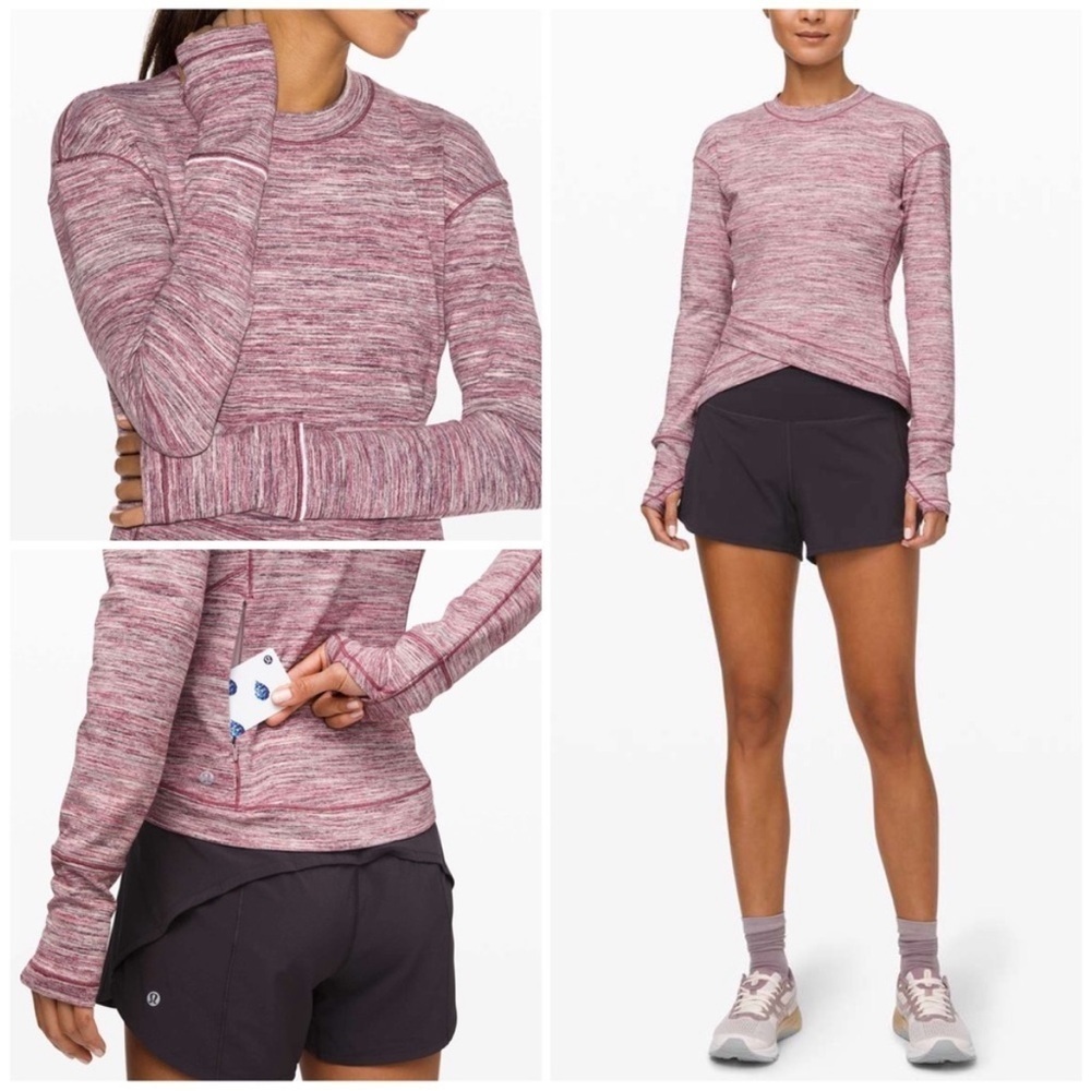 Euc Lululemon Close To Crossing Long Sleeve *Rulu Space Dye Plumful Smoky Blush